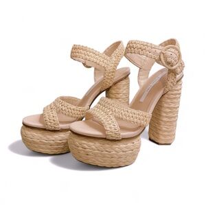 Gianni Bini Cream Platform Sandals with Braided Texture Sz 8.5